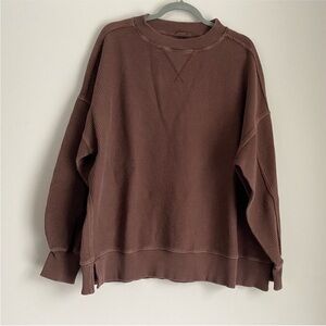 SOLD Aerie Distressed Oversized Brown Crewneck Sweater